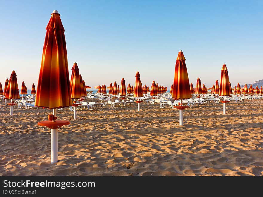 Chairs and umbrellas on the beach