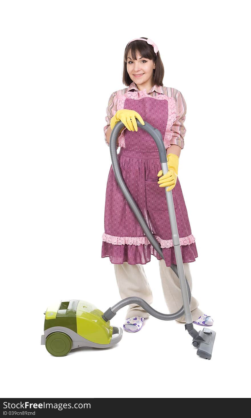 Woman with vacuum