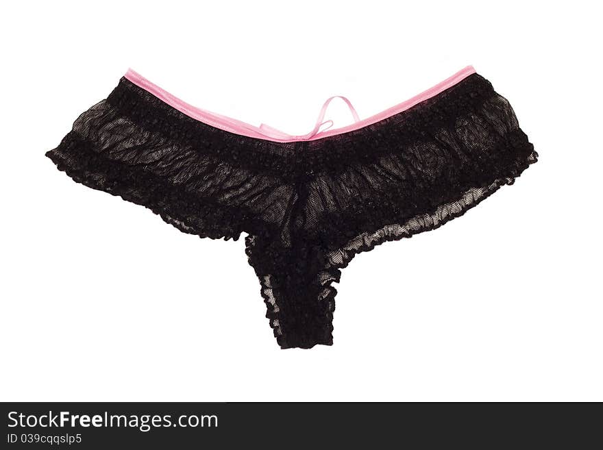 Black women's underwear isolated on white background