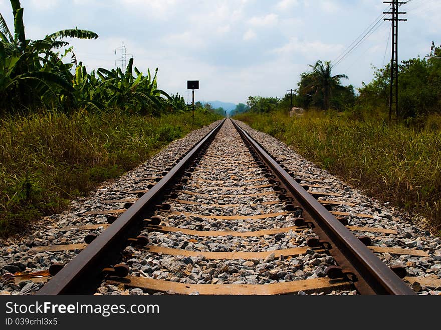 This railway is very long in Chonburi, Thailand. This railway is very long in Chonburi, Thailand.