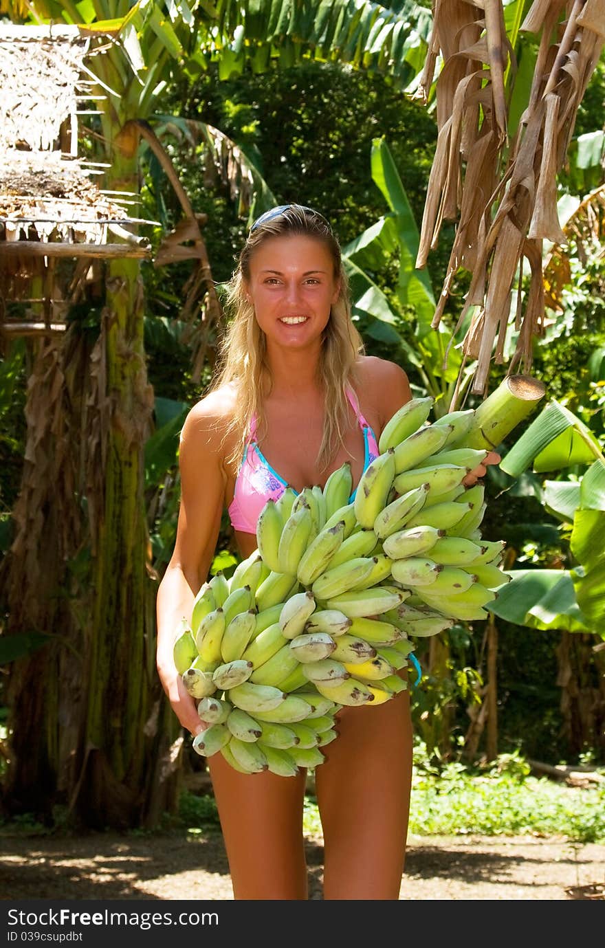 Bikini Girl with banana tree