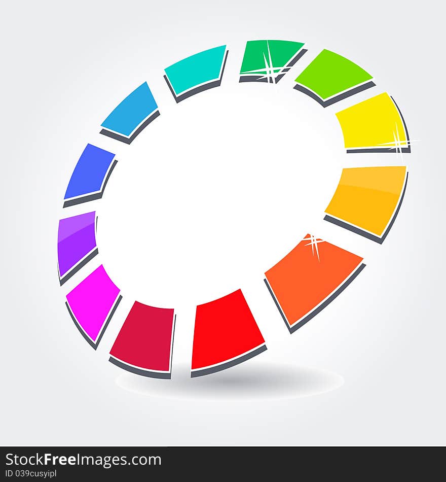 Abstract modern round symbol with many-colored details. Abstract modern round symbol with many-colored details