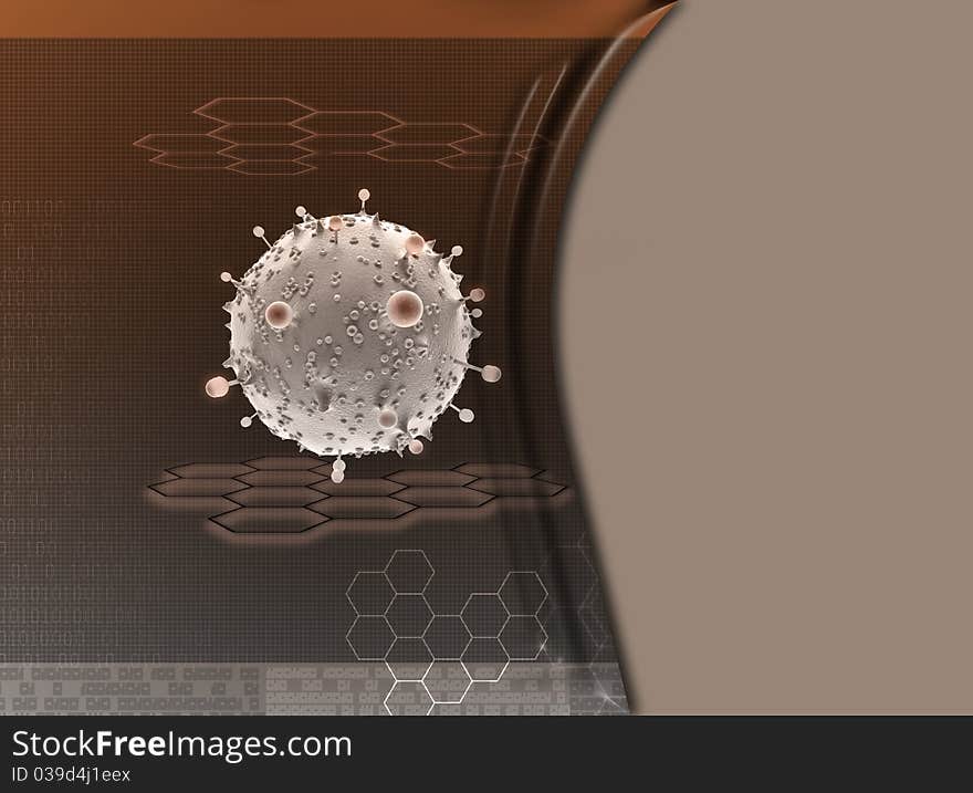 Illustration of virus in brown background