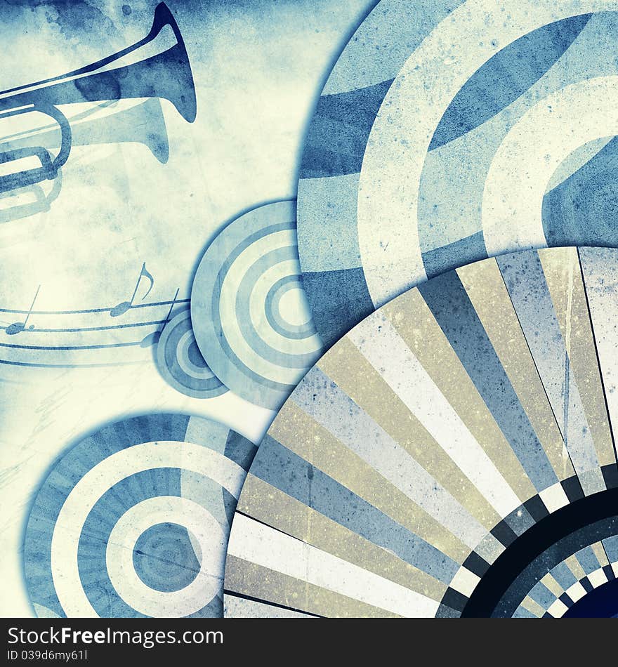 An abstract retro background with trumpet