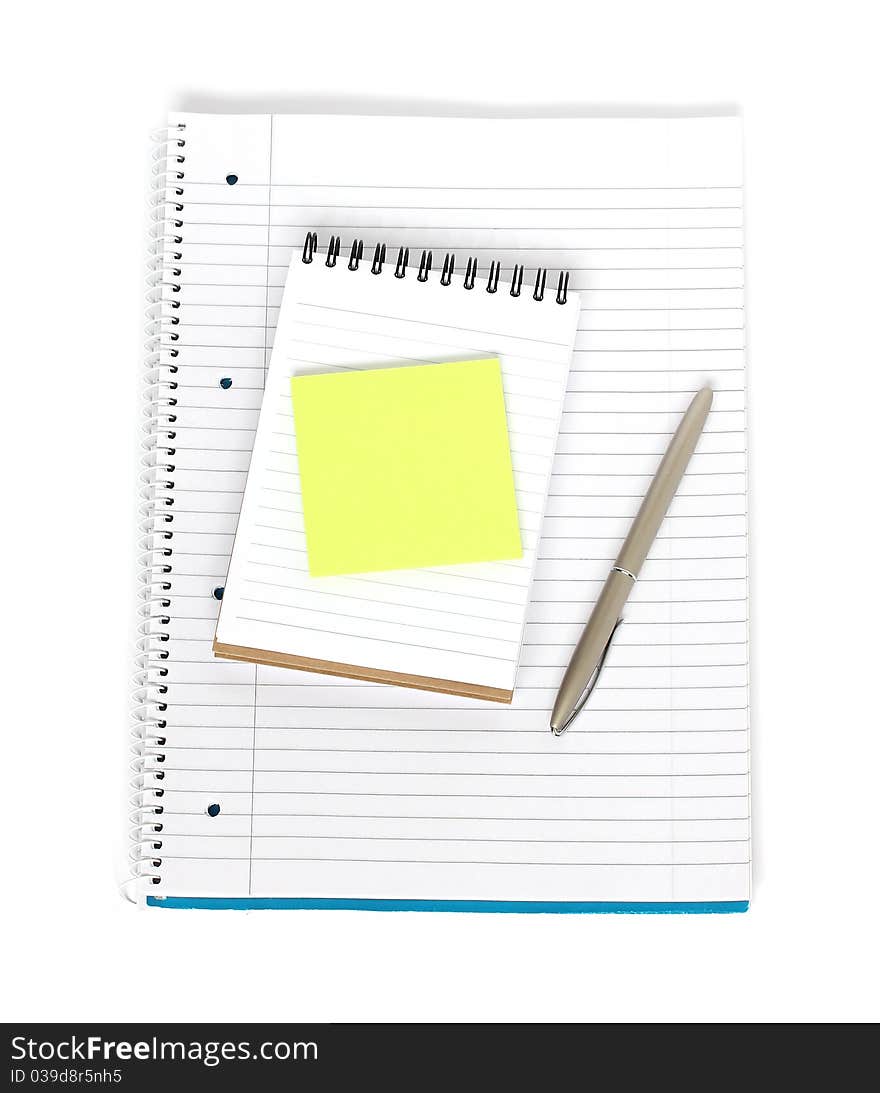 Notebook with notepad and sticky note