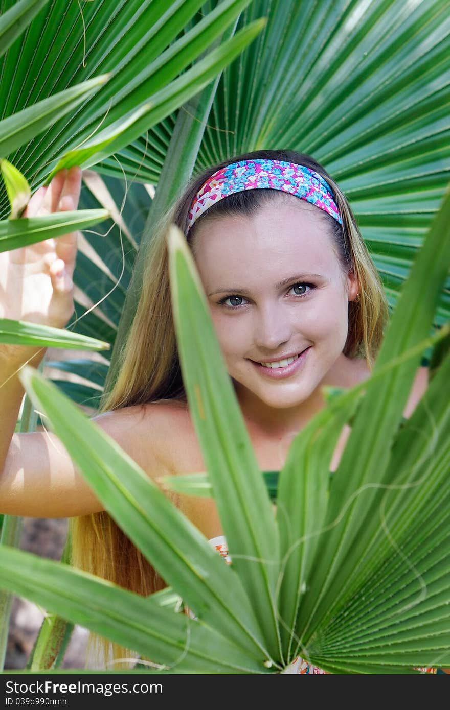 Beautiful woman on natural background