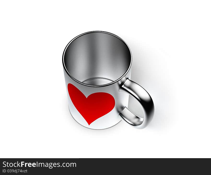 Metal cup with heart on it