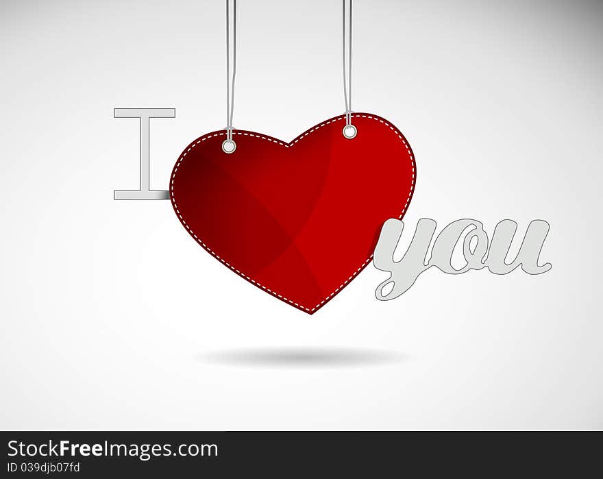 Valentine heart hanging label. Vector art