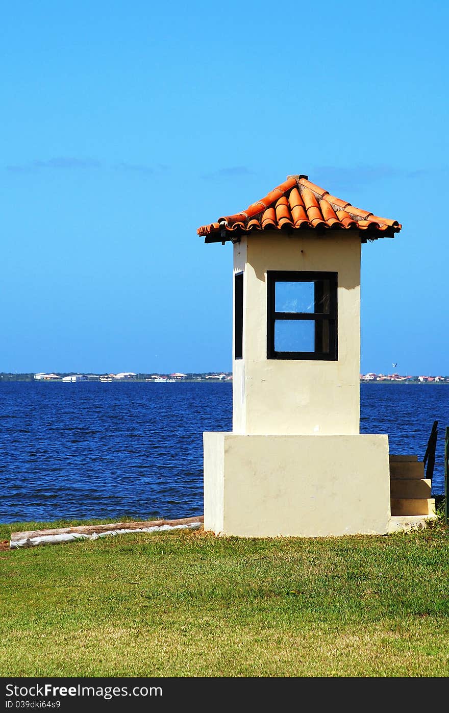 Shot of a empty sentry box. Beautiful day and nice blue sky. Shot of a empty sentry box. Beautiful day and nice blue sky.