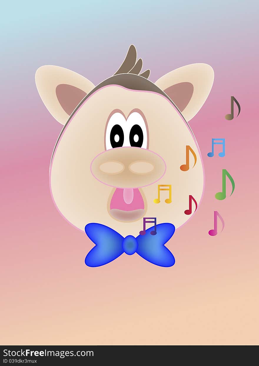 Cute singing fat pink pig