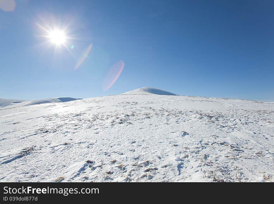 Mountains top, horizontal winter shot