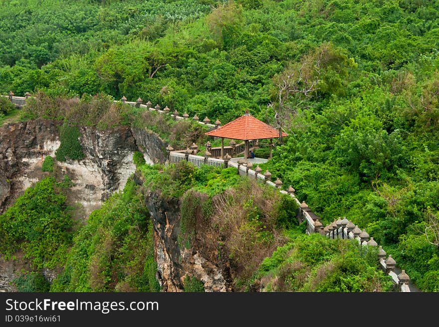 A pavilion on top of a cliff in Uluwatu Bali Indonesia. A pavilion on top of a cliff in Uluwatu Bali Indonesia