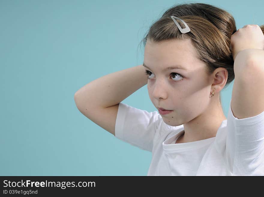 Teenager Arranging Hair