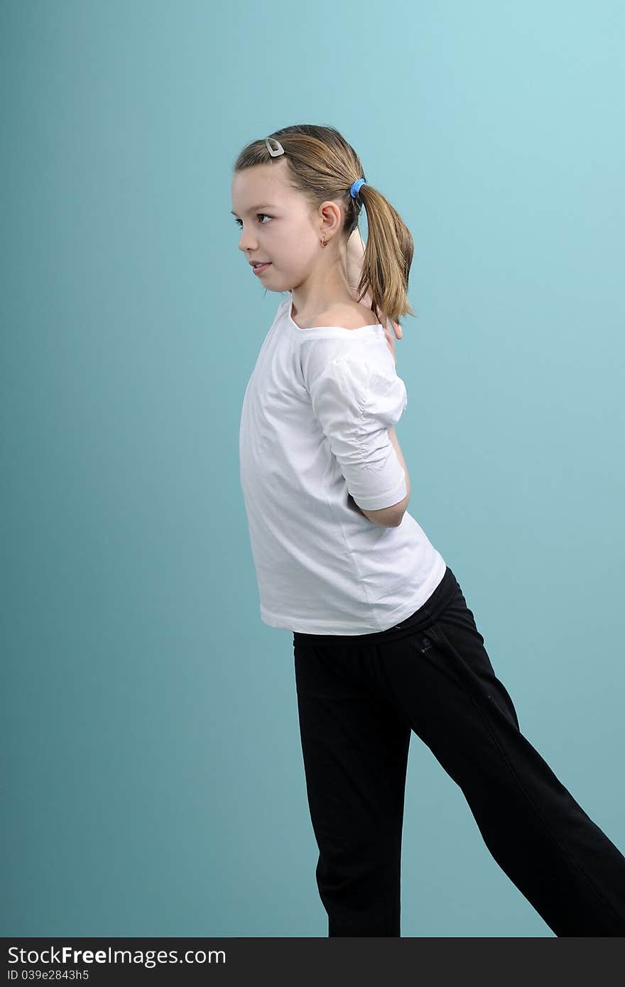 Schoolgirl practicing in studio