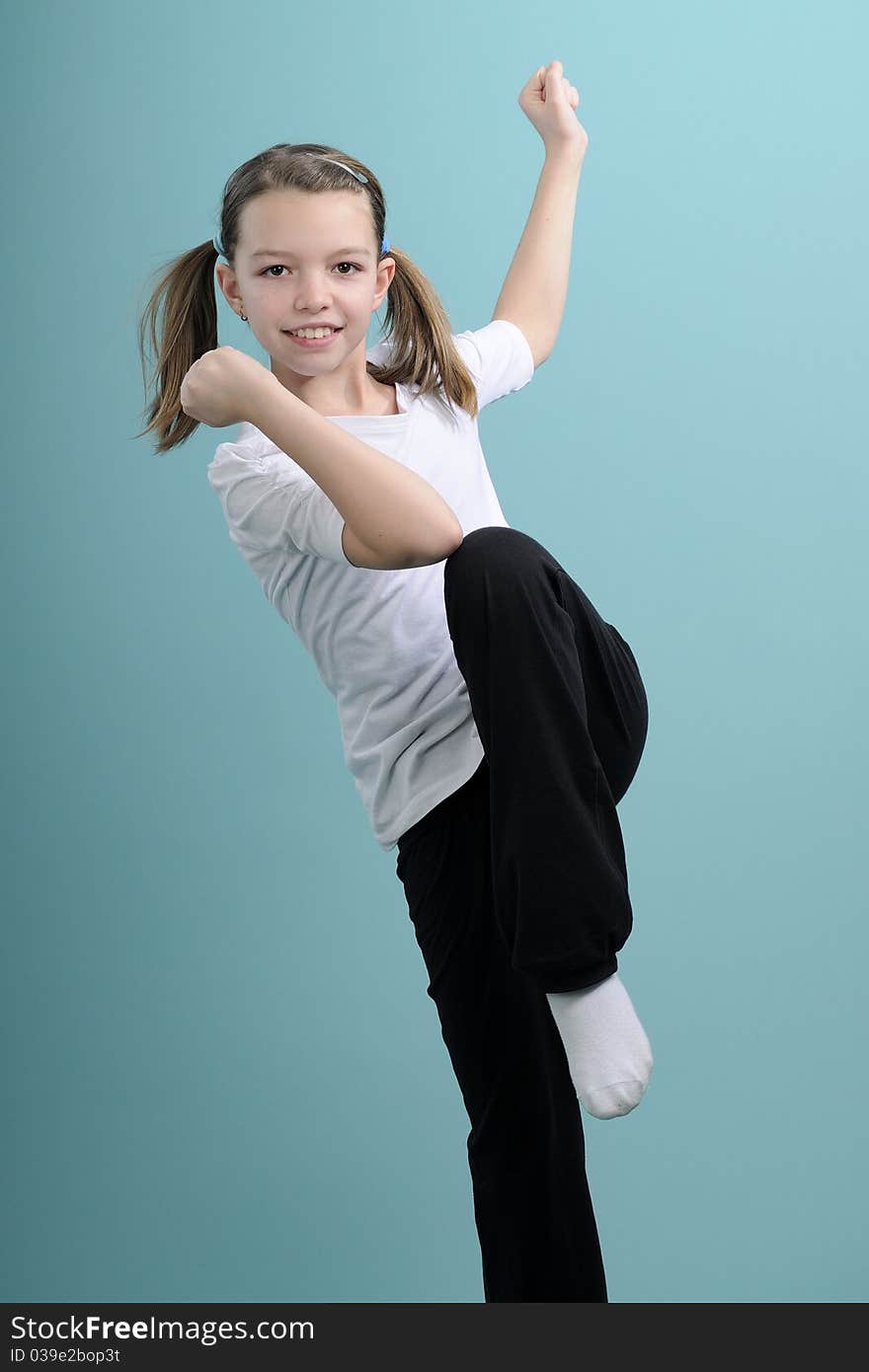 Happy girl exercising