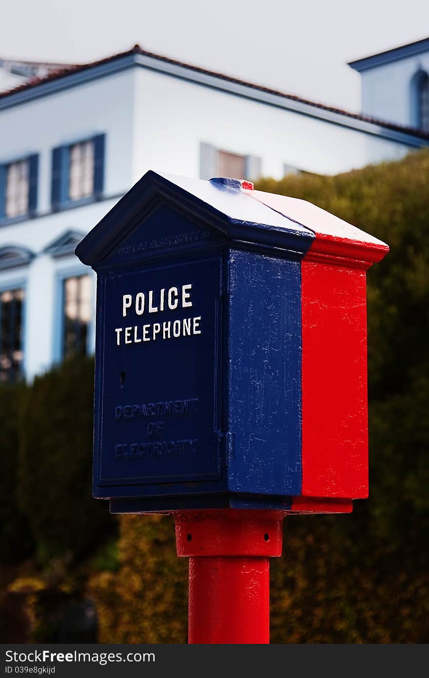 Police telephone on San Francisco street. Police telephone on San Francisco street