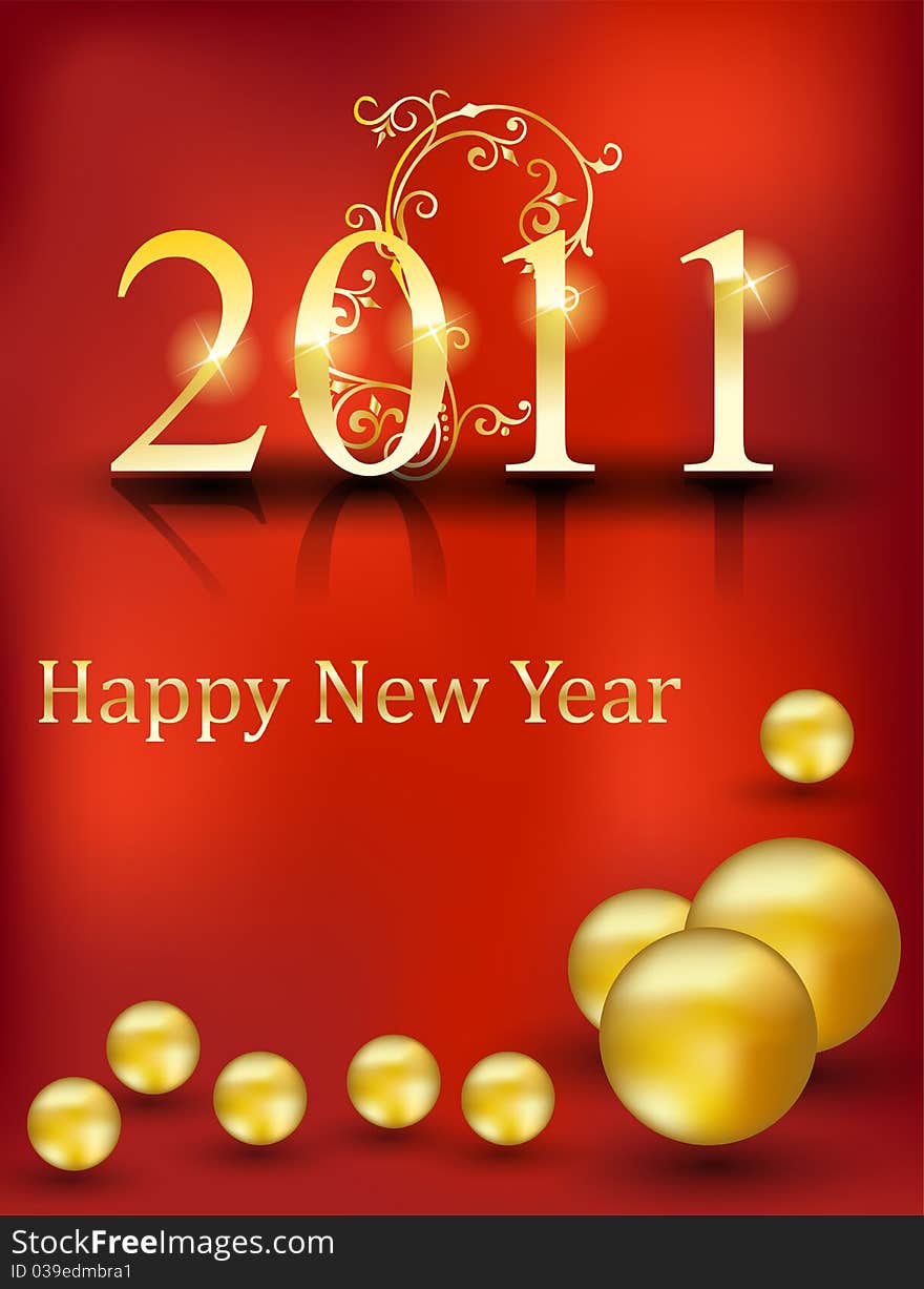 Beautiful golden new year card