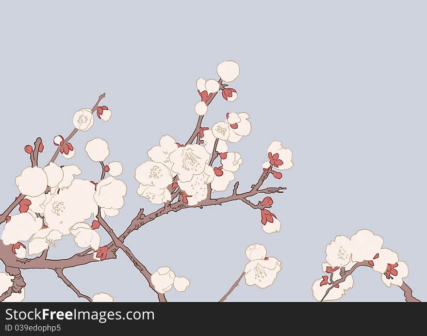 Blossoming Sakura tree. Rasterized image. Blossoming Sakura tree. Rasterized image