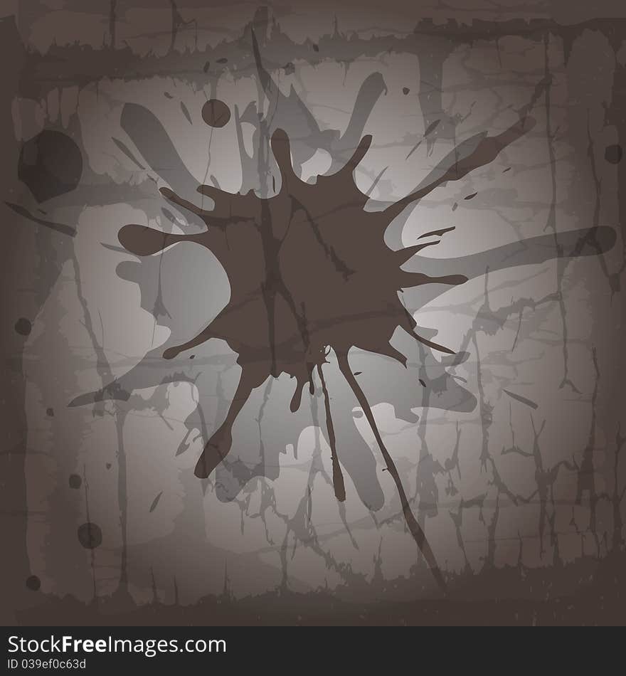 Grunge background depicting a spot of paint on an old cracked wall, vector illustration, eps10