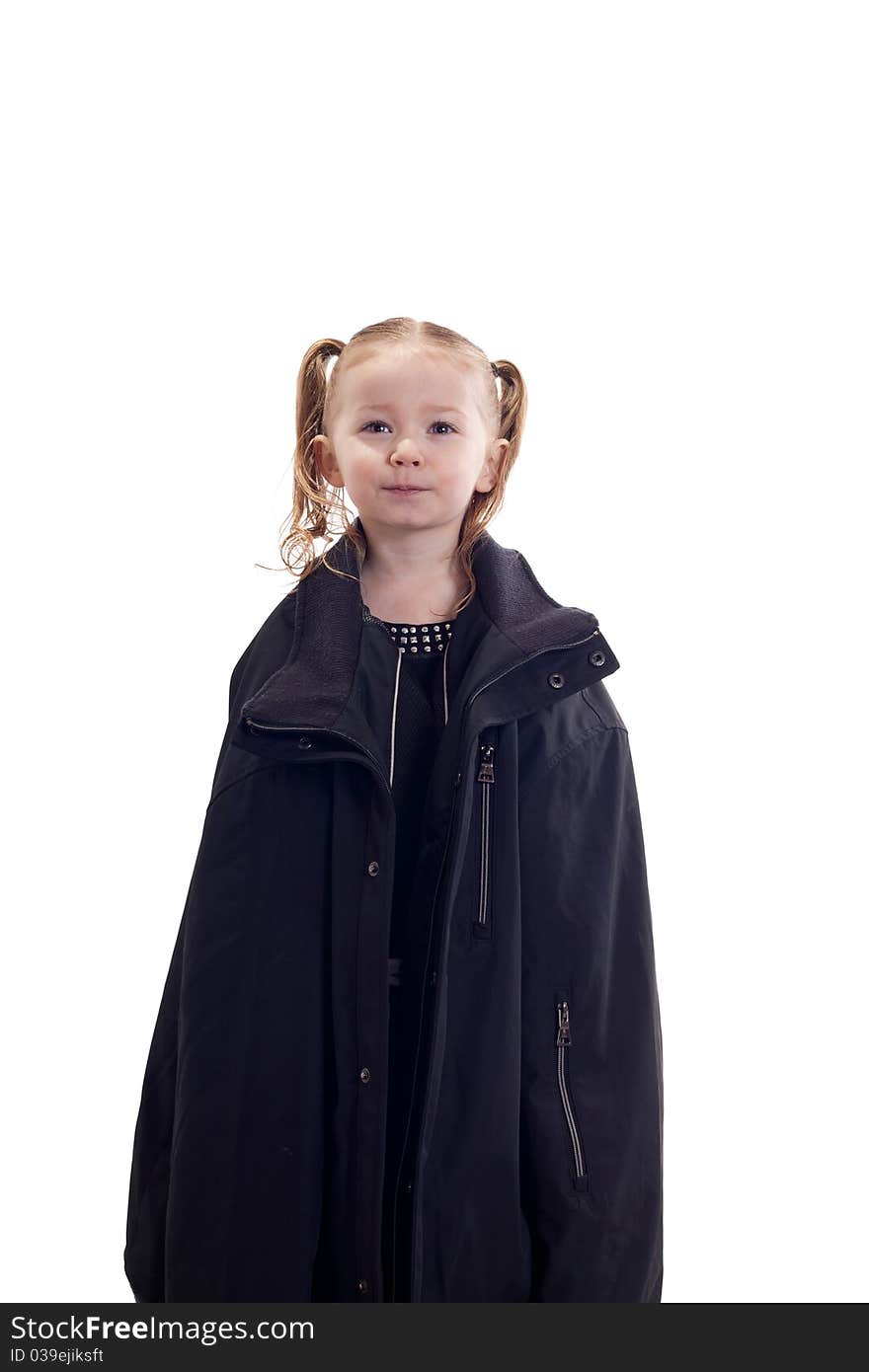 Cute Young Girl With A Black Coat On