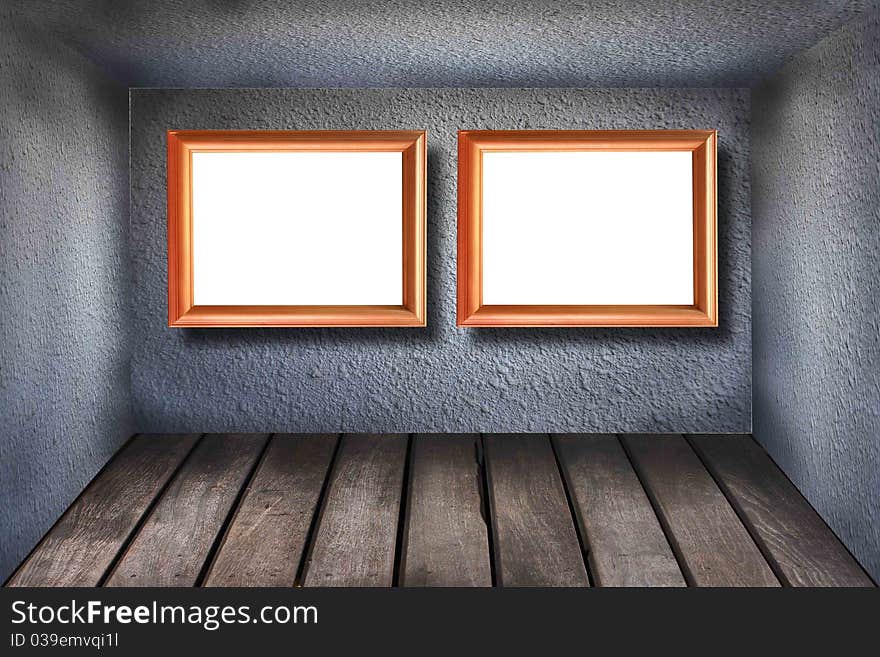 Two picture frame on the wall in room empty