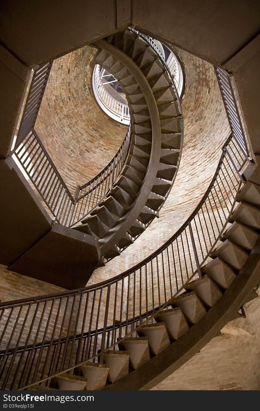 Spiral staircase in historic building in Verona Italy - Torre dei Lamberti.