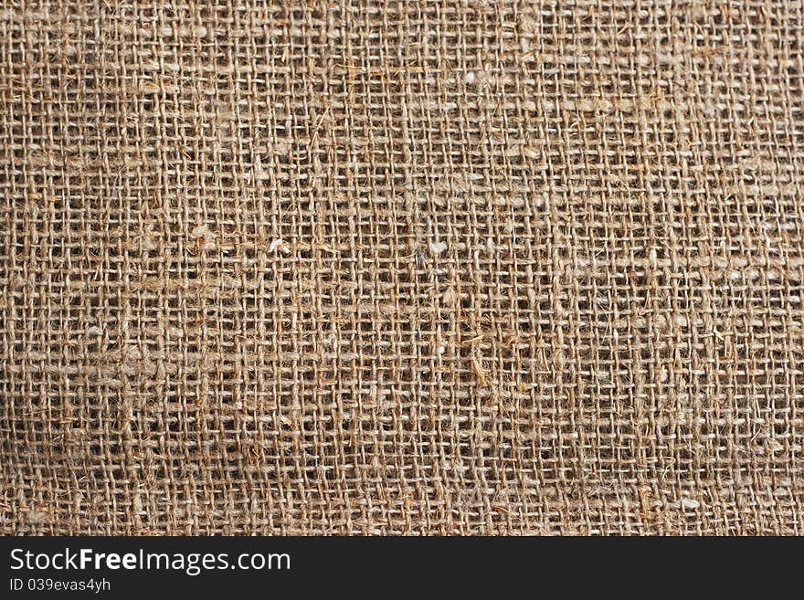 The texture of burlap, photographed close- up