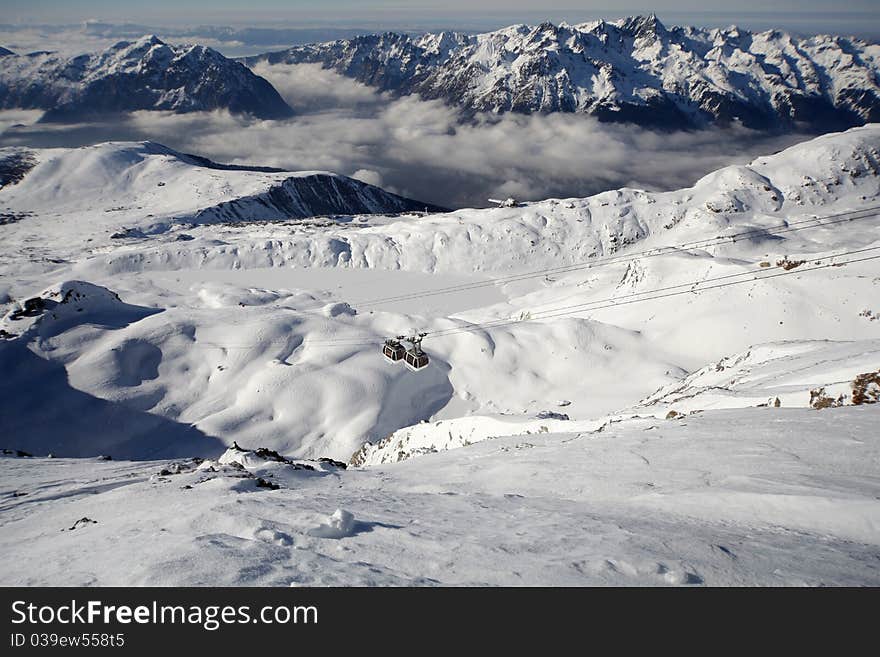 Winter Panorama With Ski Gondola