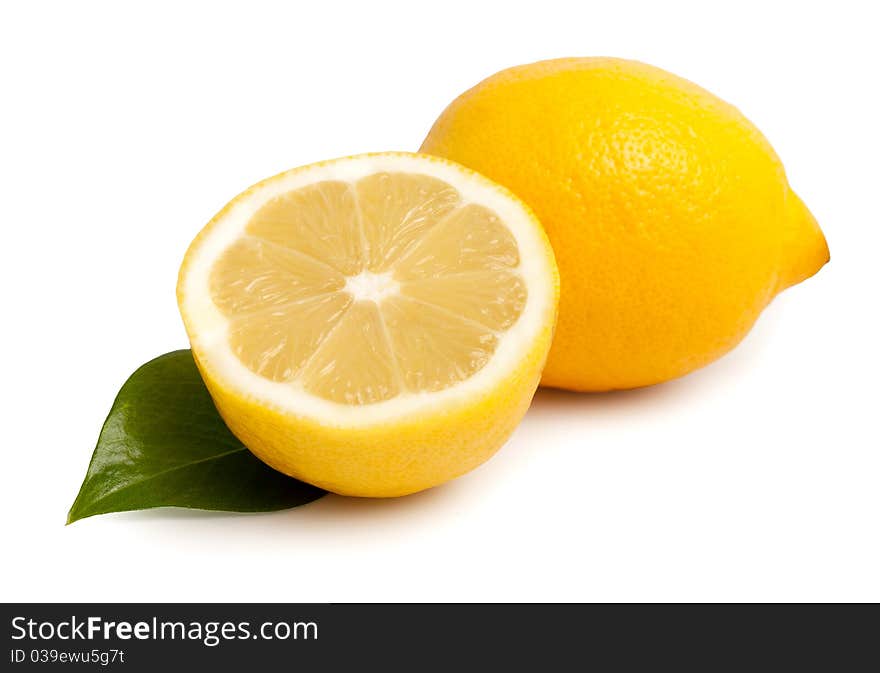 Fresh lemons isolated over white background