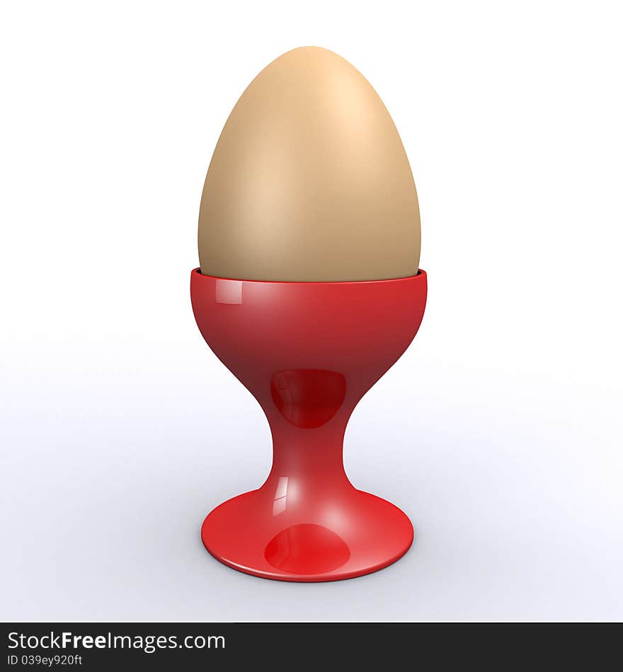 Fresh egg in a cup (3d render)