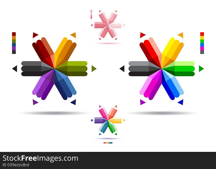 Vector illustration of color pencils with six ends. Vector illustration of color pencils with six ends.