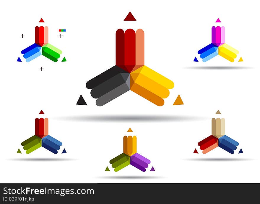 Vector illustration of color pencils with three ends. Vector illustration of color pencils with three ends.