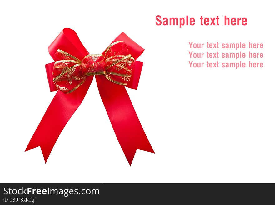 Red Satin Gift bow isolate on white background, space for your text