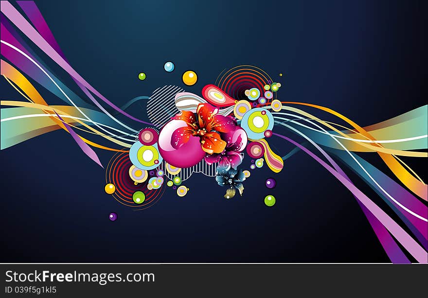 Background abstract flower design illustration. Background abstract flower design illustration