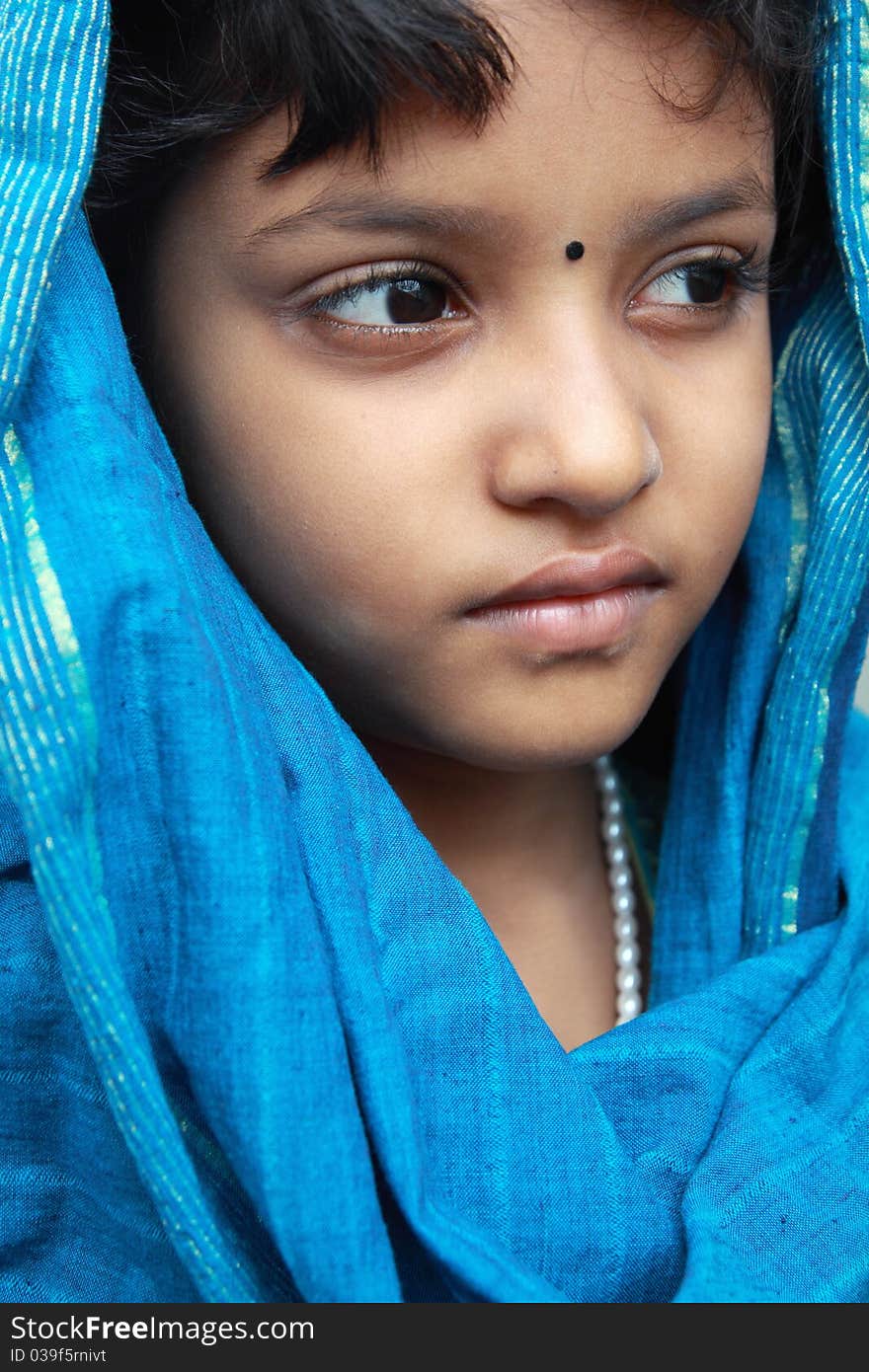 Portrait of Indian Traditional Little Girl