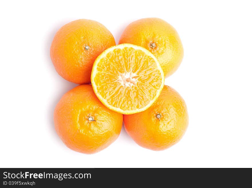 Mandarin fruit on white background