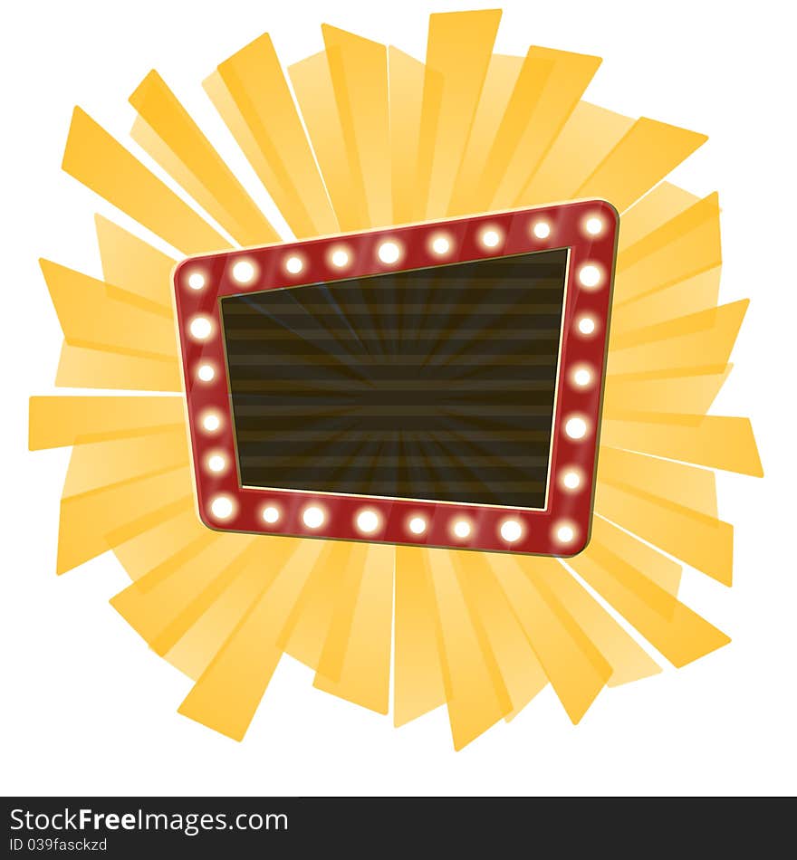 Message board on a yellow ray burst background. Message board on a yellow ray burst background