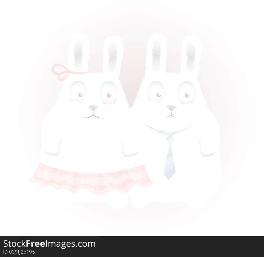 Vector illustration of white Rabbits