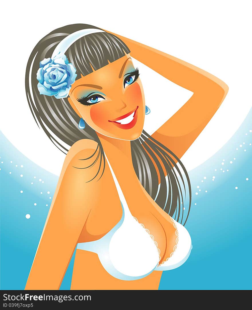 Vector illustration of Summer woman