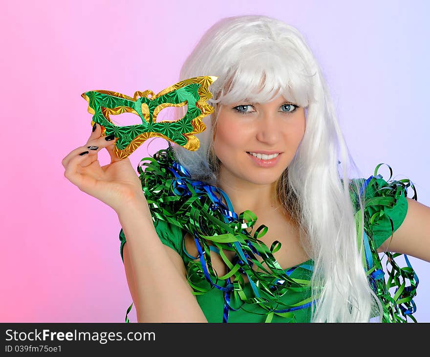 Beautiful Party Woman In Carnival Mask