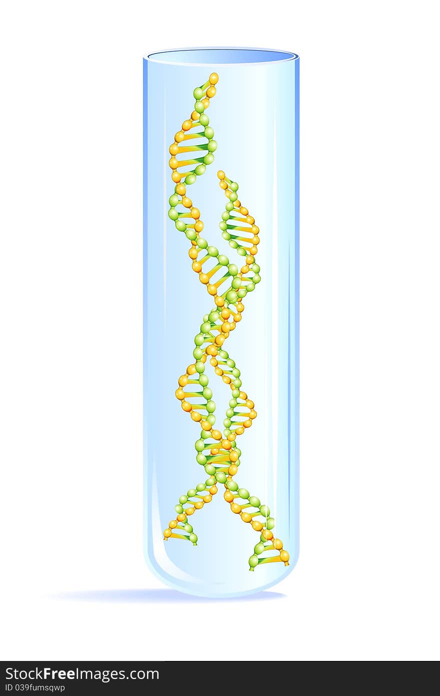 Realistic colorful molecule of DNA in glass proof, isolated. Realistic colorful molecule of DNA in glass proof, isolated