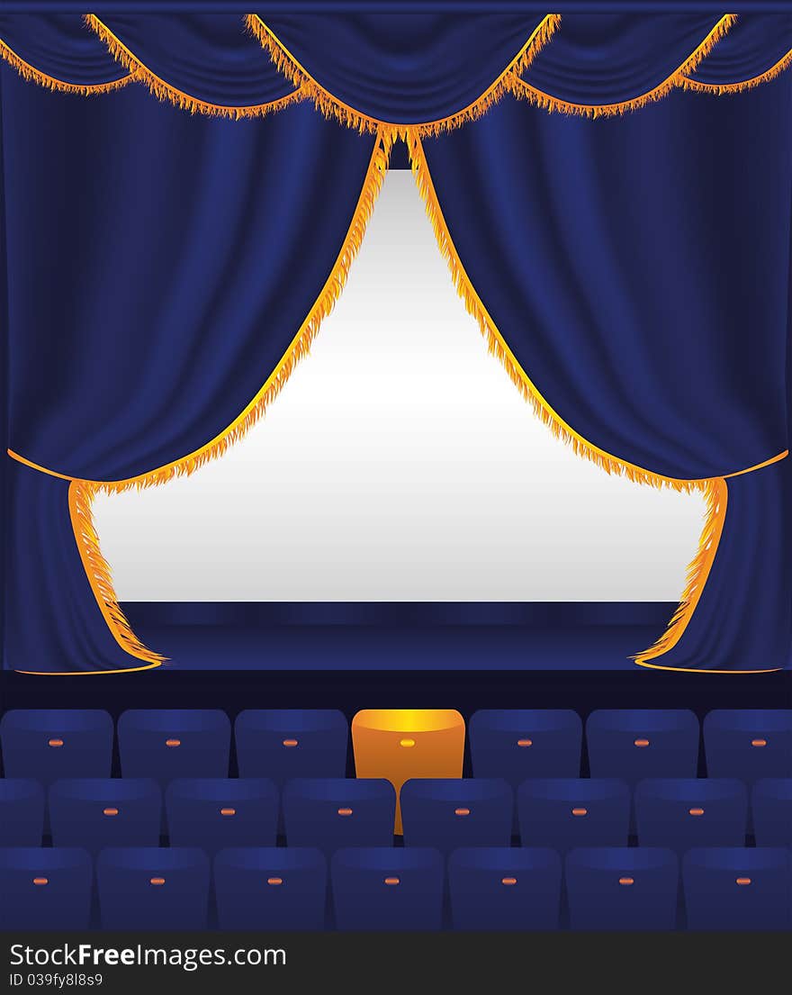 Vector illustration of the empty cinema. Vector illustration of the empty cinema