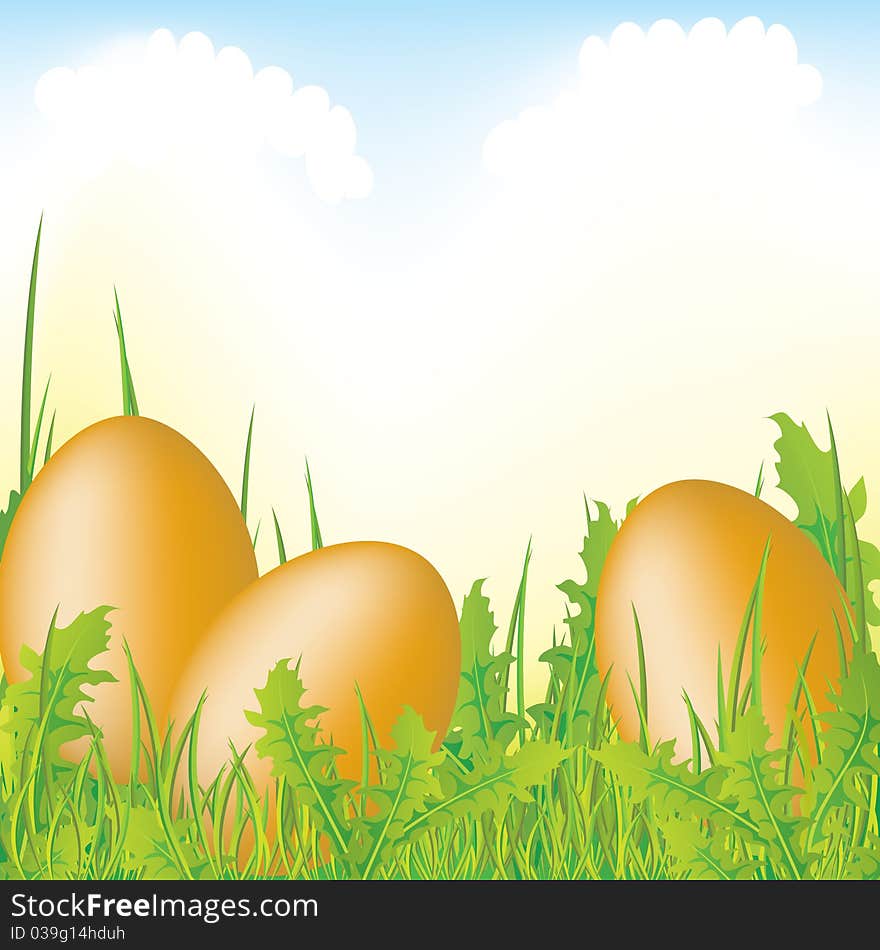 Easter eggs in the grass