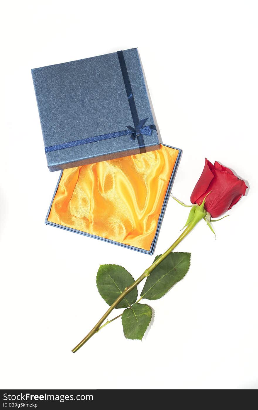 Luxury gift box - blue, gold and rose flower