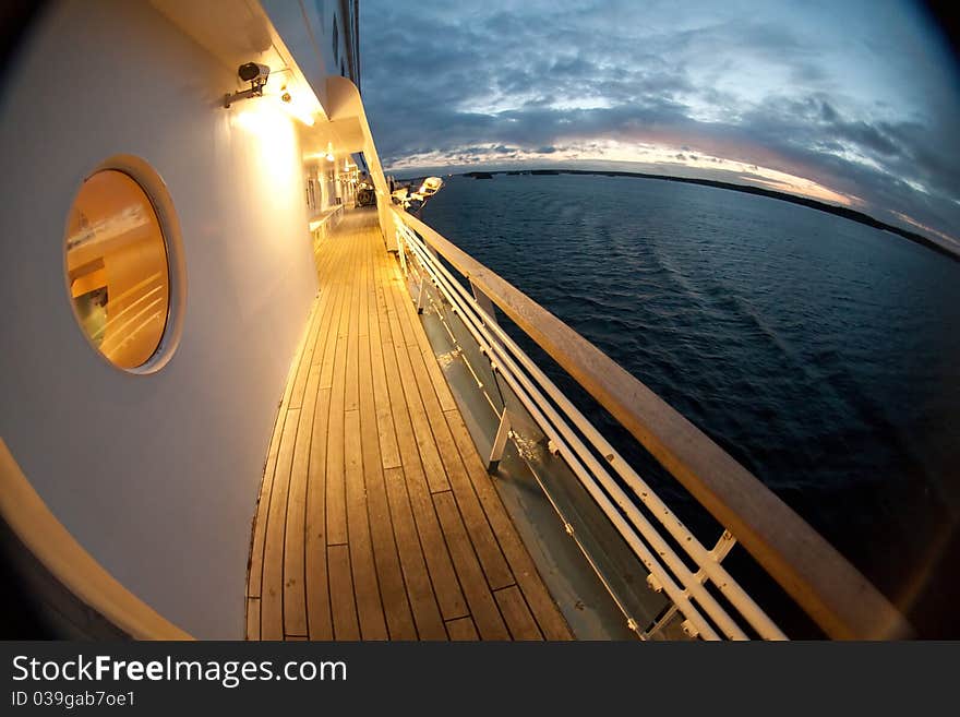 Open deck at sea cruise ship