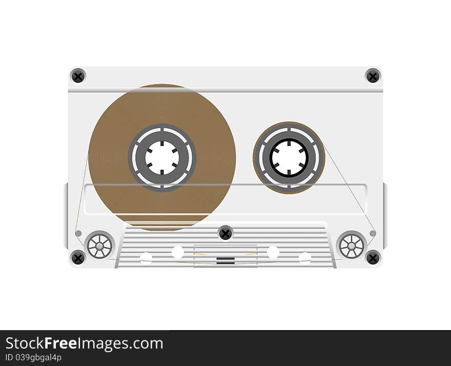 Compact cassette on a white background.