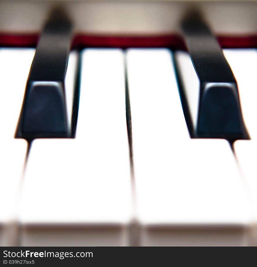 Closeup of black and white piano keys. Closeup of black and white piano keys