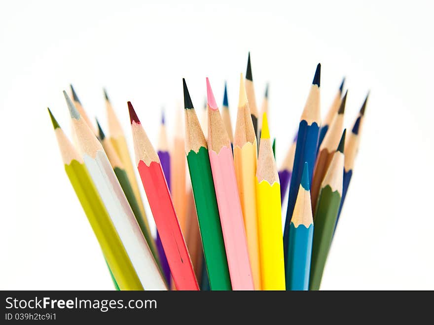 Colored pencils isolated on white background. Colored pencils isolated on white background