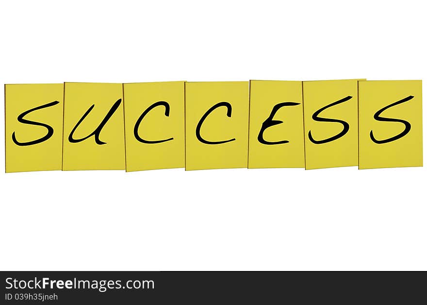 Success Word In Yellow Notes On White Background