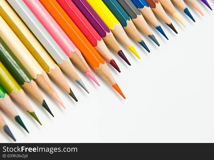 Colored pencils isolated on white background. Colored pencils isolated on white background